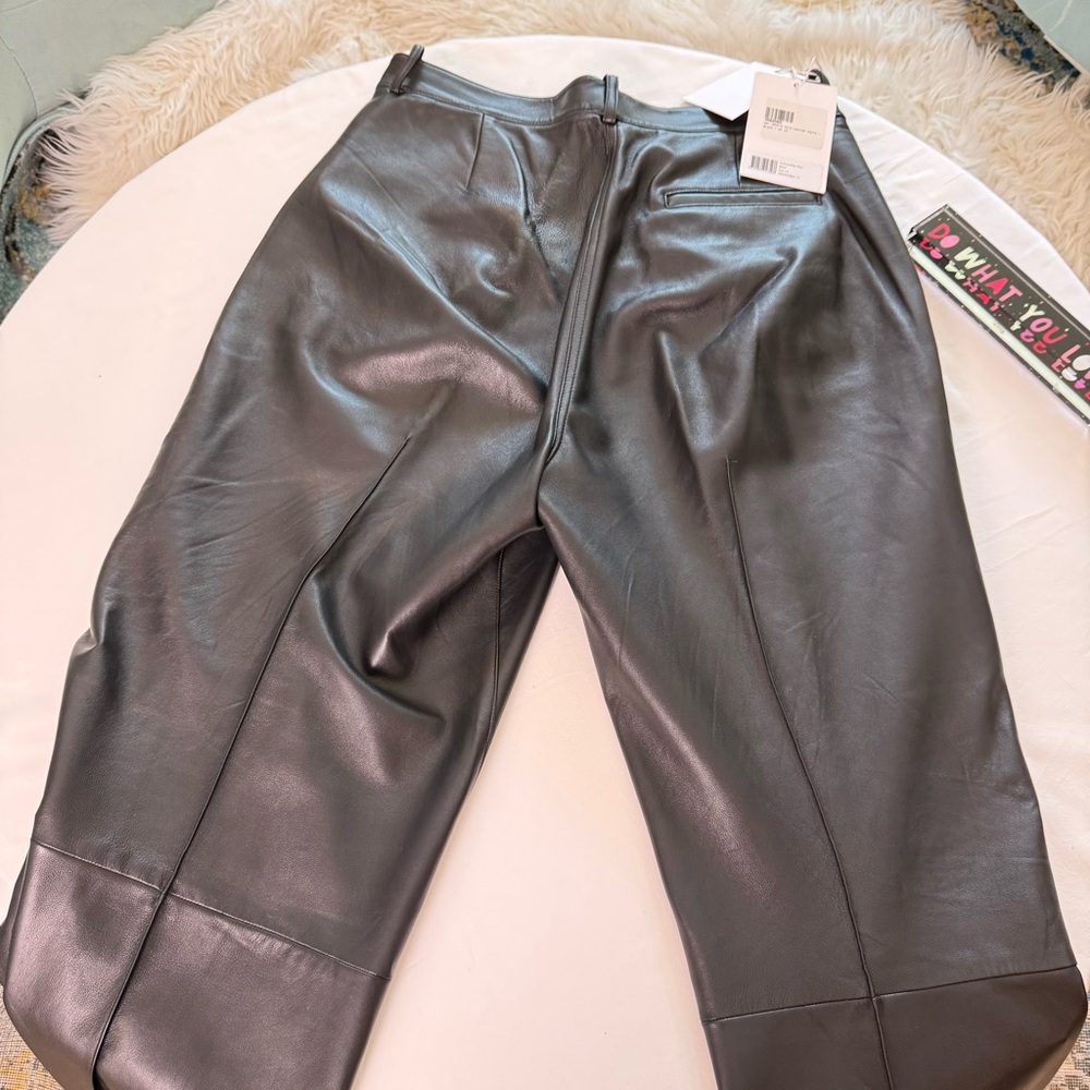 Studio Amelia/BLK/Sheep Leather Wide Leg Pants/8(10)/Minimalist/Quiet Luxury - Picture 4 of 13